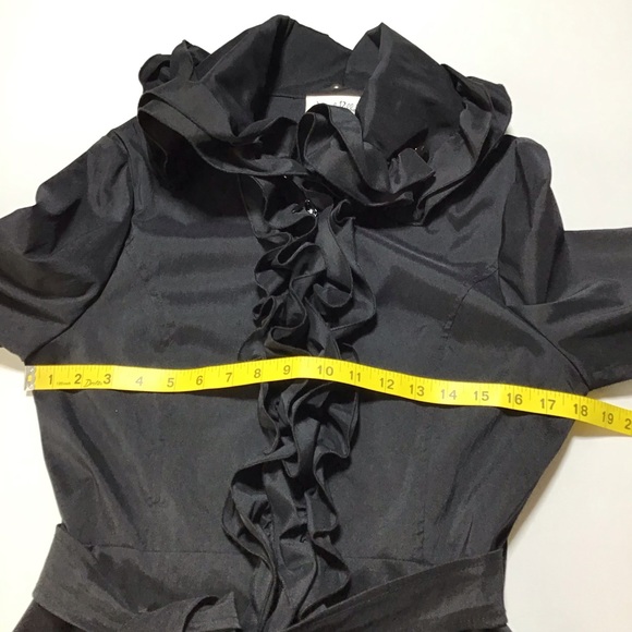Joseph Ribkoff Black Coat with Ruffle Accents - Picture 8 of 9